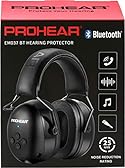 PROHEAR 037 Wireless Bluetooth Ear Defenders, Rechargeable Hands-Free Calling Headset, Safety Earmuffs for Lawn Mowing, Hearing Protector for Woodworking, Carpenter, Gardener(Black)