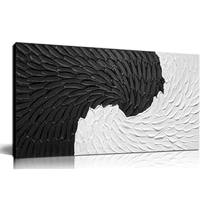 Abstract Painting Wall Art for Living Room Black and White Wall Decor for Office Hand Painted Wall Art for Bedroom 20 x 40 Inch