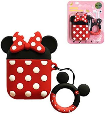 AKXOMY Compatible with Airpods Case Cover, Cute Cartoon Minnie Mouse Airpods Case, Charging Drop-Proof Soft Silicone Protective Cover Case for Girls Women Kids Airpods 2 & 1 (Minnie)
