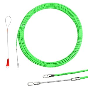 tire fil Électriques 30m, diamètre 4,5mm, aiguille electricien nylon avec harnais de câble, filetage cable enfileur, extracteur de câble à travers le mur pour pose conduit de sol (vert)