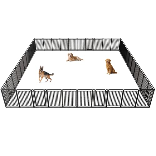 Image of New Thickened Version Dog Playpen, 40 Inch Dog Fences for The Yard, Portable Outdoor Dog Playpen for Large /Medium /Small Dogs, Foldable Metal Dog playpen, with Doors (40 Panels, 40 Inch)