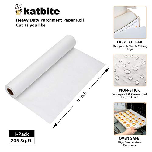 image for Katbite 205 SQ FT Heavy Duty Parchment Paper Roll -15 in x 164 ft Baki