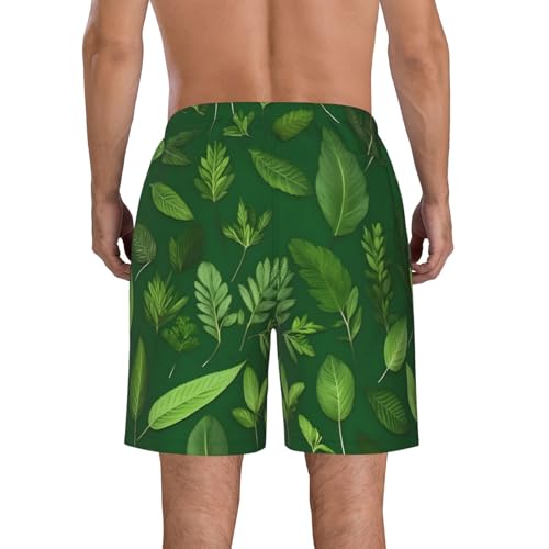 Men's Beach Shorts Swim TrunksFun Patterns Herb Plant Leaves Print for Surfing Running Summer Vacation3