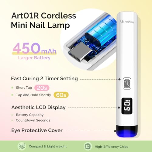 Image of MelodySusie Gel Nail Polish Kit with P-Plus30F UV Nail Lamp - Handheld Cordless P-Art01R UV Light Classic Popular Colors Plant Based Gel Polish with Top Coat Base Coat Builder Manicure Tools