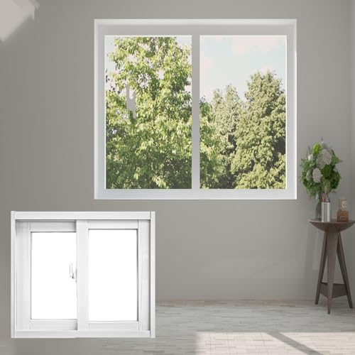 Ventana Ventanas de Paisaje Tipo Casita de Juegos con Marco de Aluminio Blanco, Ventana Decorativa Empotrada con Tornillos, Ventana de Ventilación de Vidrio Transparente para Graneros(65x100cm/25.5x39
