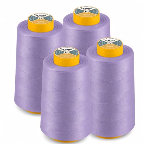 AK TRADING CO. 4-Pack Lavender All Purpose Sewing Thread Cones (6000 Yards Each) of High Tensile Polyester Thread Spools for Sewing, Quilting, Serger Machines, Overlock, Merrow & Hand Embroidery