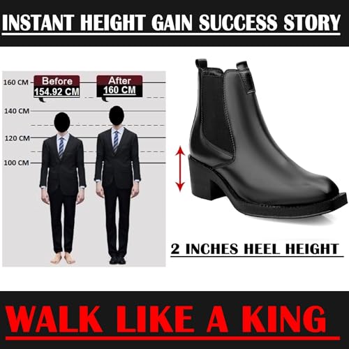 Image of Men's 2 Inch Heel Height Increasing Faux Leather Material With Casual Formal Slipon Chelsea Boot.