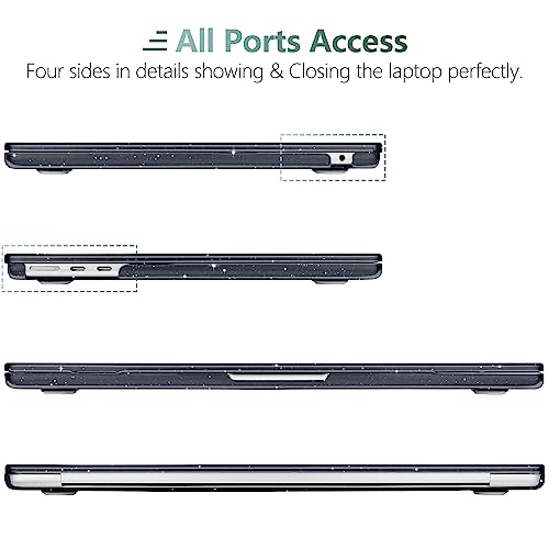 Image of DONGKE Compatible with MacBook Air 13.6 inch Case M4 M3 M2 2025 2024 2023 2022 A3240 A3113 A2681, Glitter Bling Plastic Hard Shell & Keyboard Cover for MacBook Air M4 13 inch Case, Sparkly Black