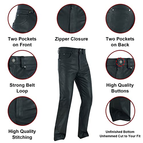 Motorcycle Leather Chaps/Pants For Men Biker Riding Cowboy Chaps Black Multi-Pocket Split Soft Leather Pants (As1, Numeric, Numeric_32, Regular, Regular, Black) #TOP1