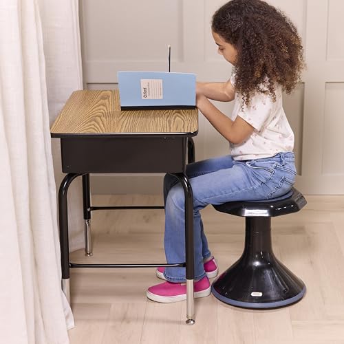 Image of Back2School Express Adjustable Student Desk with Metal Book Box, Classroom Furniture, Oak