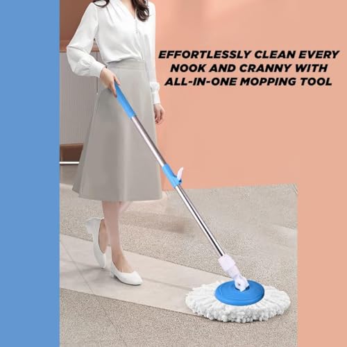 Image of Mumma's LIFE Bucket Spin Mop Stick Rod with Microfiber Refill Pocha Cleaner 360 Adjustable Easy Grip 42 Inches Long Metal Handle for Wet Floor Household Industrial Cleaning & Mopping (Random Color)