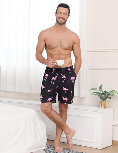 SWOMOG Mens Pajama Shorts Sleep Shorts Modal Soft Loungewear Bottoms with Button Fly & Drawstring & Pockets2