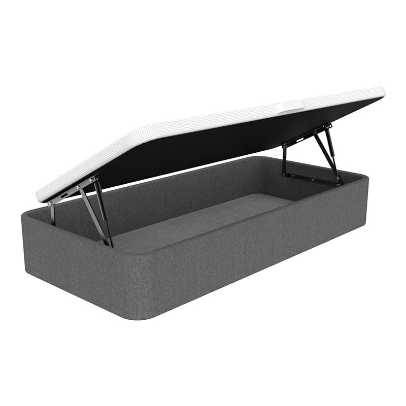 Topdormitorios - Canapé Abatible De Gran Capacidad - Diseño Juvenil - Apertura Lateral - Incluye Subida Gratuita - Tela Acualine - Dark Grey Gris Oscuro, 120 x 190 cm.