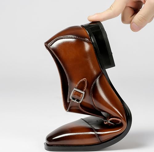 Men's Double Monk Mouth Cap Toe Formal Business Loafers Casual Comfort Leather Pull-On Formal Dress Shoes4