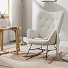 MEUBLE COSY Sillas Mecedora Escandinavo Sillón Relax Especial Lactancia para Salón Dormitorio Balcón Sala de Estudio, Tela, Madera Haya, Metal, Beige #1
