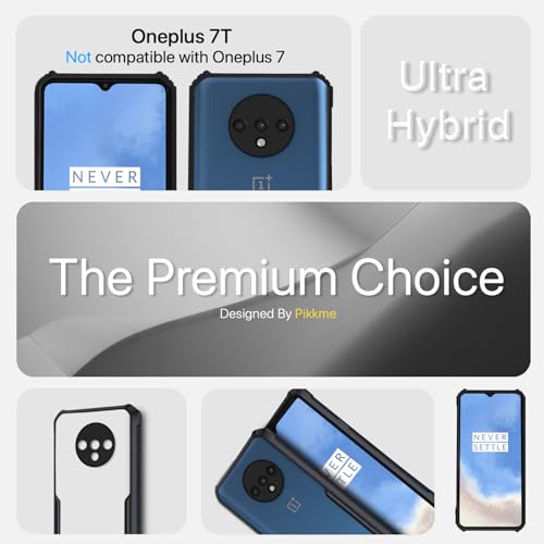 Image of Outlouders Back Cover for OnePlus 7T | Ultra Hybrid Transparent | Full Camera Protection | Raised Edge | Crystal Clear Bumper Case (Black)