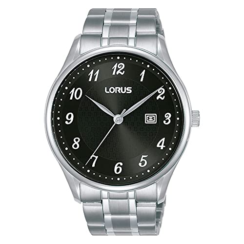 LORUS Herren Analog Quarz Uhr mit Metall Armband,Schwarz