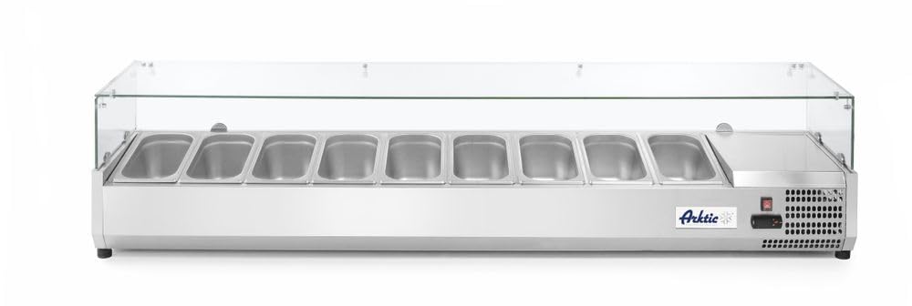 HENDI Vitrina expositora refrigerada GN 1/3 para servicio - 9x GN 1/3-230V / 180W - 0/8˚C - 2006x395x(H)430 mm