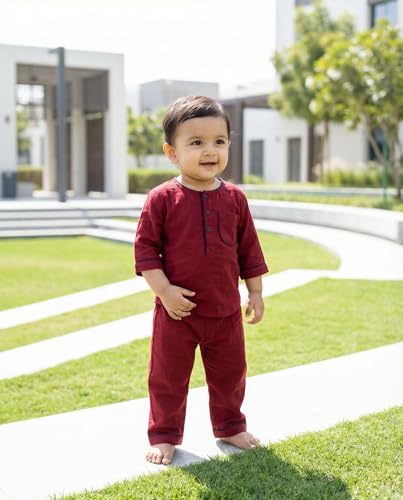 Image of Baby Boys Night Suit 3 /4 Sleeves Co-Ord Nightwear Set - Pure Cotton- Soft, Comfy & Perfect for Sleep Time