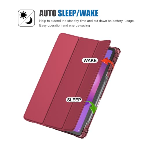 Image of ProCase Smart Case for 2025 Lenovo Idea Tab Plus 12.1 Inch /Tab K12, Red | Slim Light Cover Trifold Stand Hard Shell Folio Smart Protective Case for Idea Tab Plus /Tab K12 (TB361FU /TB361ZU)