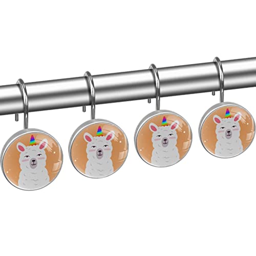 Rideau de douche licorne alpaga lama avec 12 crochets déco - 3