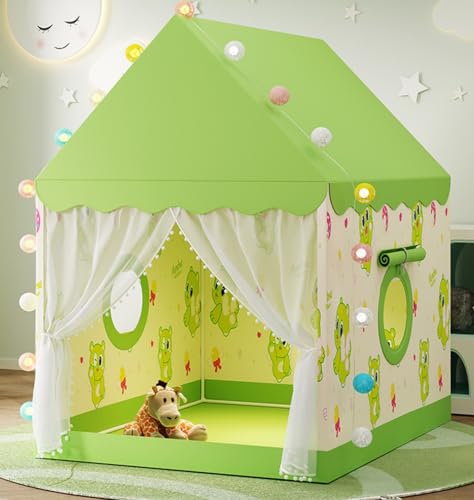 Tienda de campaña infantil de dinosaurios verde de 100x125x130 cm para jugar en casa