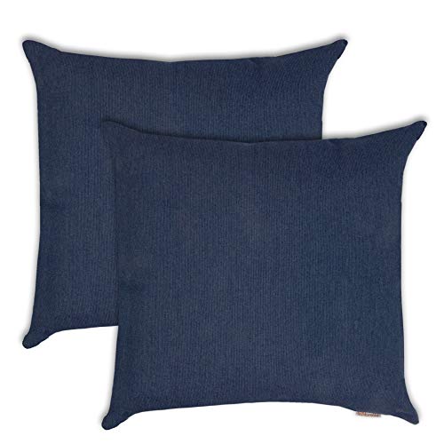 Austin Horn Classics Sunbrella Spectrum Pillow Cover Set, Beautiful Cushion Covers Bed & Living Room, Throw Pillow Cases, Indoor/Outdoor Durable Use Covers (Indigo, Square, 18