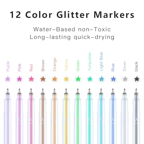 Welebar Glitter Gel Pens for Cricut Joy and Joy Xtra 0.8 Tip Medium Point Pens for Writing Drawing Cards Invitation - Image 3