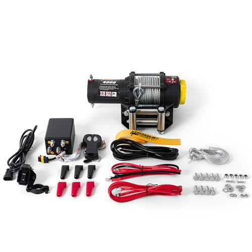 KANGAROO WINCH Treuil Electrique 12v Universel 4000 lbs / 1814 kg - Puissant et Compact avec Câble Acier et Télécommande - Construction Fiable pour...