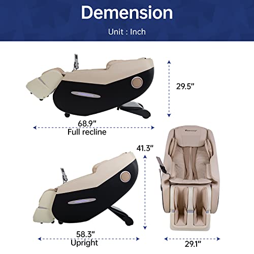 Sl-Track Massage Chair Zero Gravity Full Body Electric Shiatsu Massage Chair Recliner With Built-In Heat Foot Roller Air Massage System Stretch Vibrating Audio For Home Office (Beige) #TOP2