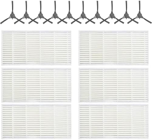 Side Brush Kit fit for ROPVACNIC A1 Robot Vacuum Cleaners, Home Floor Corner Cleaning Accessories Replacement Spare Parts(6 Filters + 10 Side Brushes) image 2