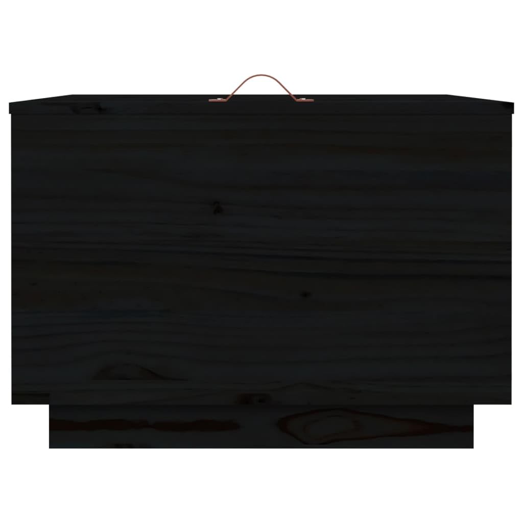 3er Set Aufbewahrungsboxen Holz mit Deckel Schwarz Holzkiste Massivholz Kiefer Stapelbar Holztruhe Couchtisch Beistelltisch Kiste für Wohnzimmer und Flur
