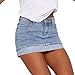 Beessbest Women Denim Skirt Mini Low Waisted Jean Skirt Y2K Casual Stretchy Skirts Cute Washed Distressed Skirts with Pocket Blue