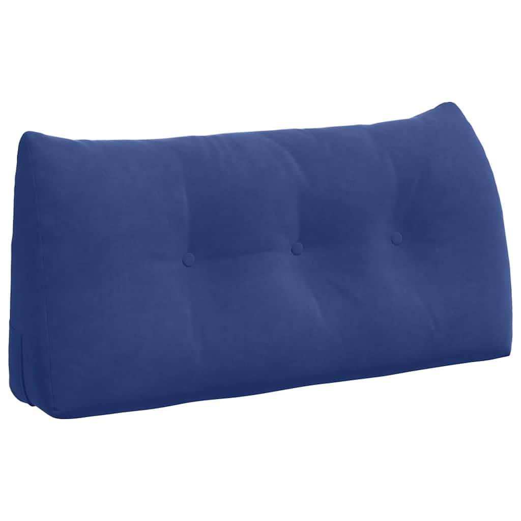 Samt Rückenkissen 100x24x50 cm Bett Lesekissen Polizeiblau | Bequemes Keilkissen mit praktischer Seitentasche und abnehmbarem Bezug für erholsame Momente im Schlafzimmer und Wohnzimmer.