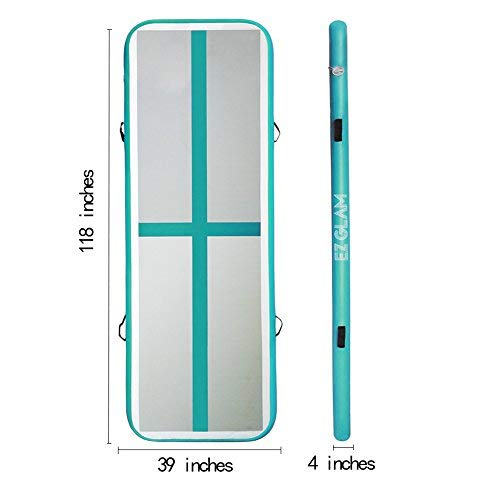 Inflatable Gymnastics Tumbling Air Tumbling Mat Track Gymnastic Air Floor Mat Track Cheerleading For Home Use/Cheerleading/Beach/Park And Water (10Ftx3.3Ftx4In(3X1X0.1M), Light Green-E) #TOP1
