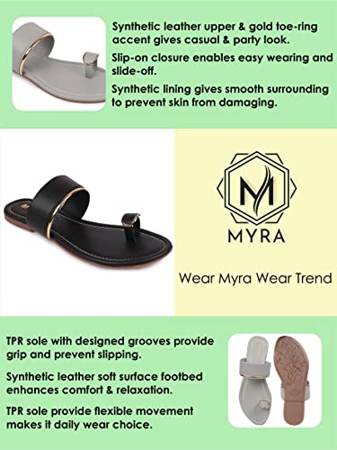 Image of MYRA Women's Solid Toe-ring Casual Flat Chappal | Casual Ladies Flats - MS1327C