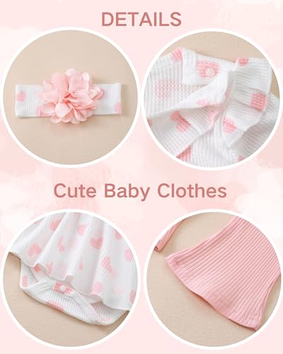 Image of Renotemy Newborn Infant Baby Girl Clothes Summer Outfits Infant Romper Pants Cute Toddler Girl Clothes Gift Set