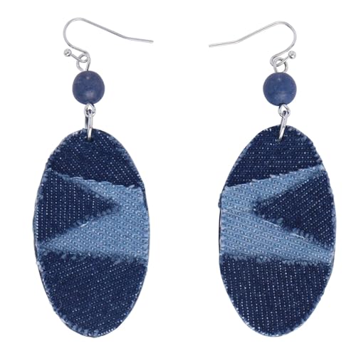Bohemian Oval Denim Leather Earrings