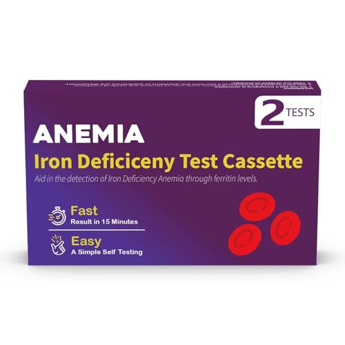 Iron Deficiency Test Kit [2 Tests] Ferritin Anemia Home Test Kit for Iron Level Detection in 15 Minutes Convenient Home Test for Adults & Children