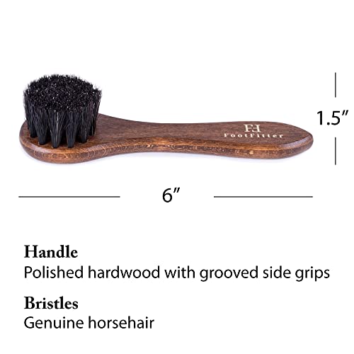 Footfitter 6” Horsehair Shoeshine Dauber Brush, Shoe Polish Applicator, Removes Dust & Debris - Made In Germany (2 Pack) #TOP1