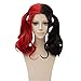 Netgo Cosplay Wig Red and Black Medium Length Curly Lolita Style Halloween Wigs Clip on 2 Ponytails