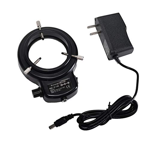Black 144 LED Bulb Microscope Ring Light Illuminator Adjustable Bright Lamp + Adapter - Thumbnail 3