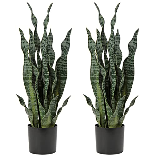 Hollyone 2Pcs Plante Artificielle Grande, Cactus Artificiel, H: 64Cm Plantes Artificielles Interieur avec Pot, Fausse Plante, Plante Artificielle Exterieur,...