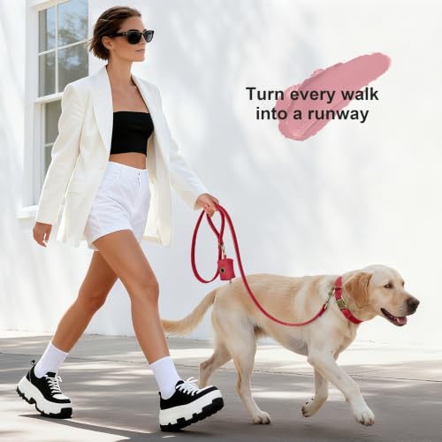 Image of Didog Soft PU Leather Dog Collar for Large Dogs, Quick Release, Red L