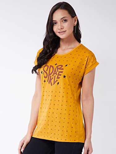 Image of Modeve Women Printed Cotton Blend Half Sleeve Round Neck T-Shirt for Summer