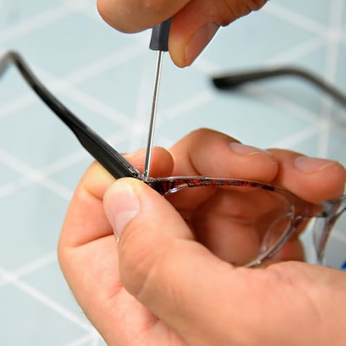 PKRFCJ Glasses Arm Replacement, Metal Glasses Temple Replacement with Screws and Screwdriver Tool, Easy to Replace, Universal Design (Black)