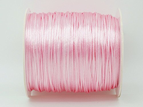 PINK 1mm Bugtail Satin Cord Shamballa Macrame Beading Nylon Kumihimo String (210ft Spool)
