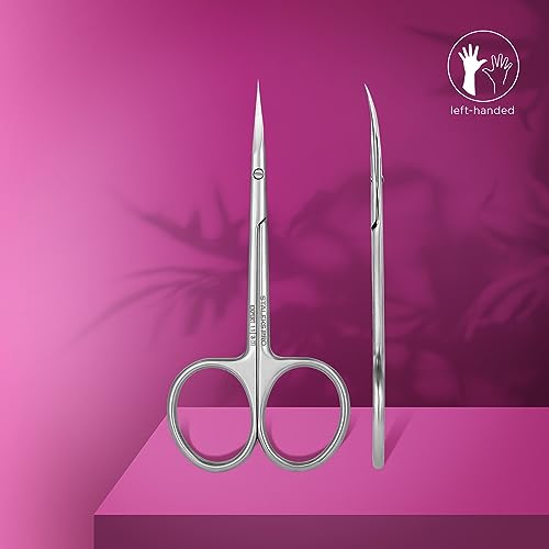STALEKS PRO by Natury Nails Professional Left Handed Cuticle Scissors Ergonomic Rings Stainless Steel Expert SE 11/3 - Image 2
