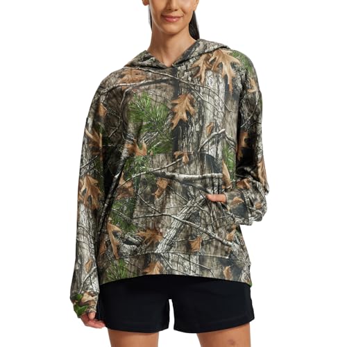 LOOGU Women's Camo Oversized Hoodies Sweatshirts Fleece Hooded Casual Pullover Fall Winter Long Sleeve with Pocket Dropped Shoulder Sleeves Medium Loogu Super Tree Camo
