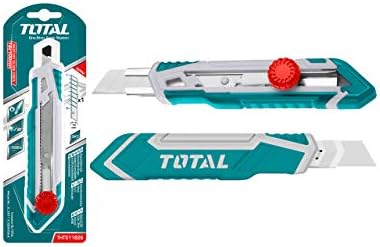 TOTAL Snap-Off Blade Knife 173mm, 18x100mm Blade, with Round Push Stopper (Silver, Large)